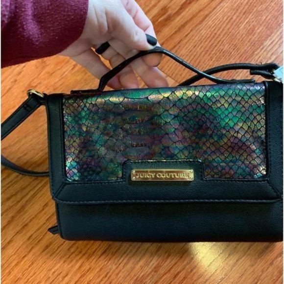 Juicy Couture Mermaid Iridescent Oil Slick Snakeskin Crossbody Wallet Handbag - Picture 2 of 8